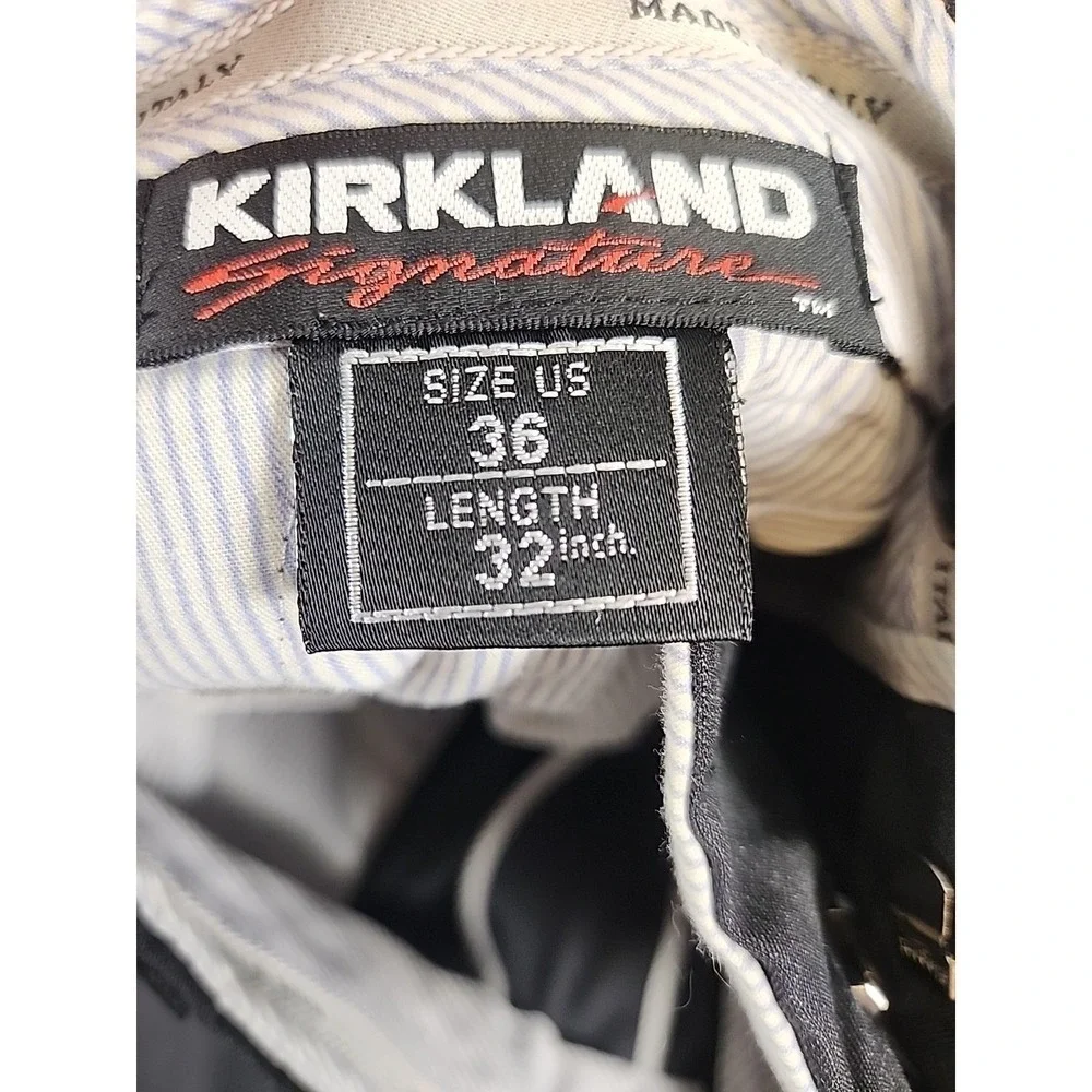 Kirkland Signature Pleated Italy Wool Dress Pants Men 36x32 Black Formal Casual